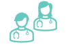 Medical staff icon representing trained users for healthcare software solutions